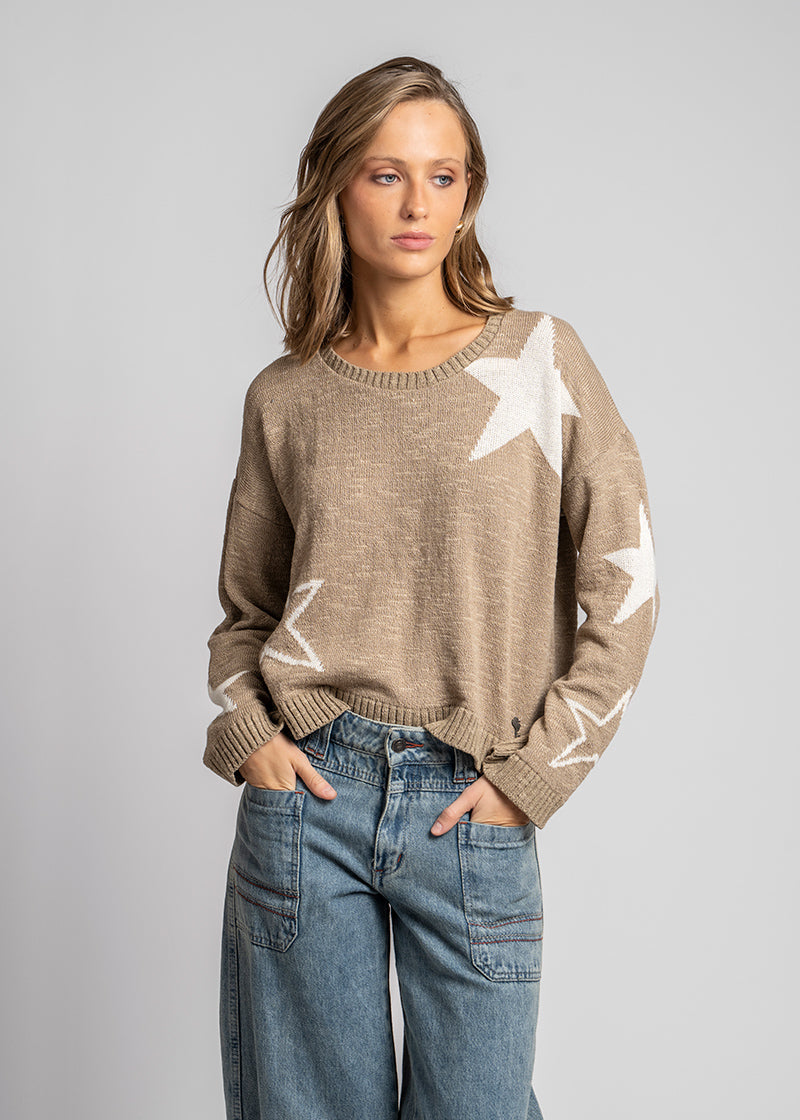 CHALECO ESTRELLAS beige/crudo