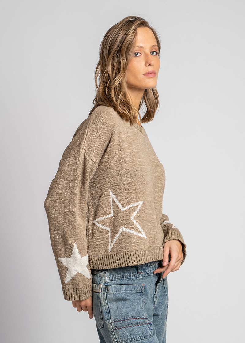 CHALECO ESTRELLAS beige/crudo