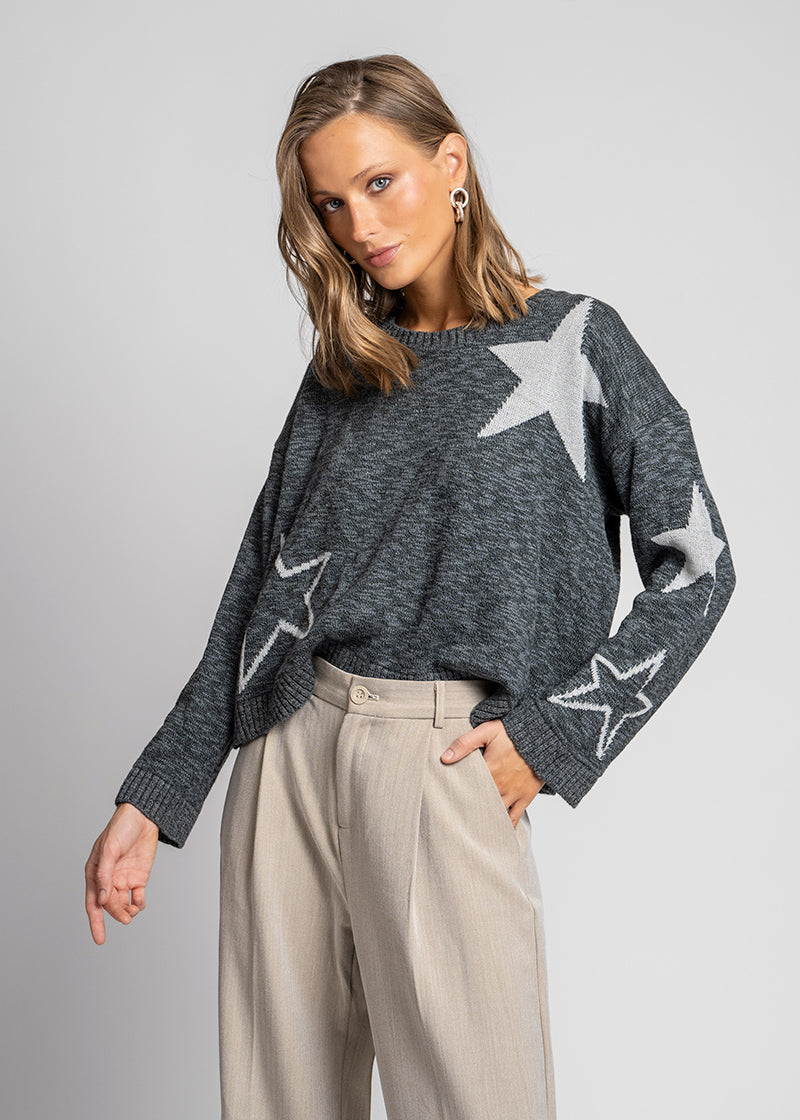 CHALECO ESTRELLAS marengo/gris