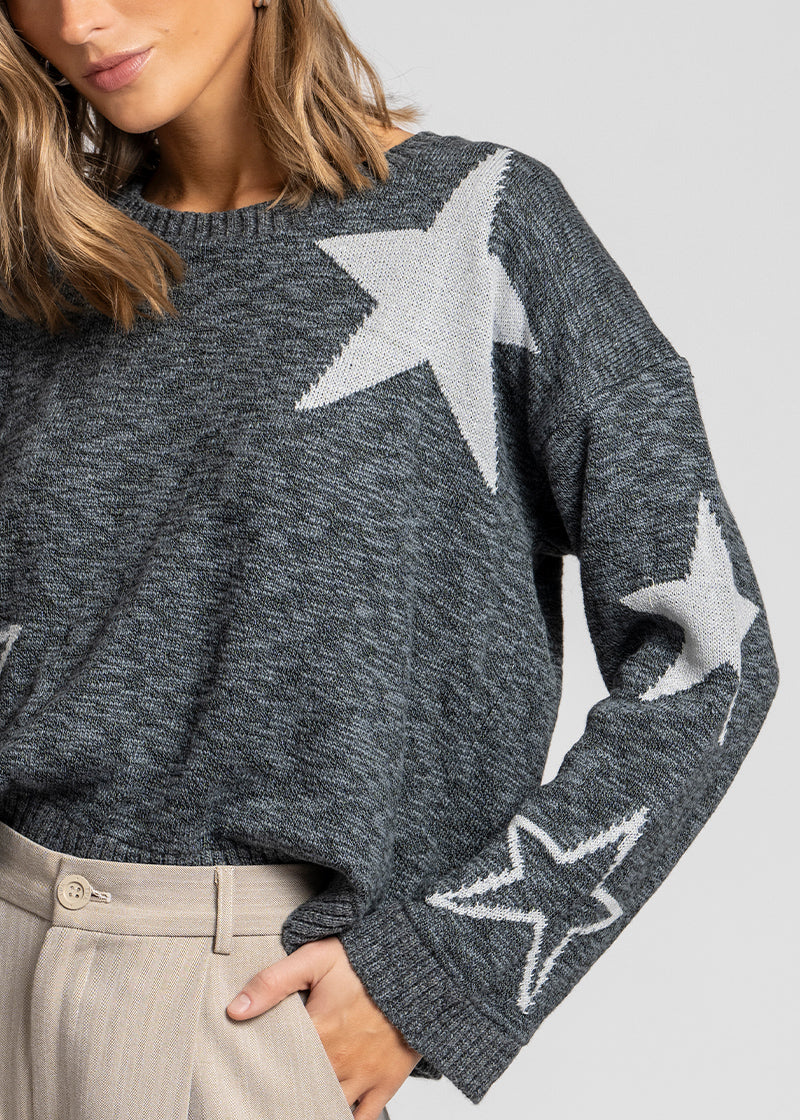 CHALECO ESTRELLAS marengo/gris