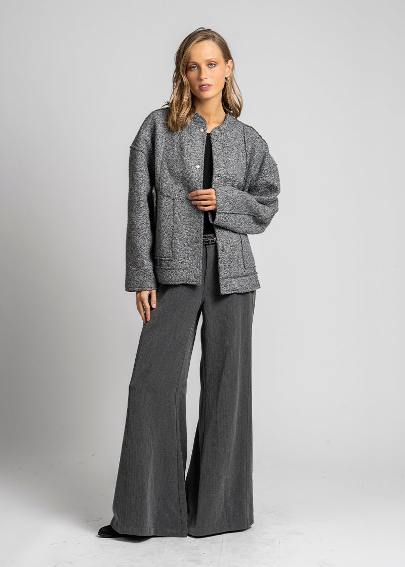 CHAQUETA LARA gris - cuello Mao