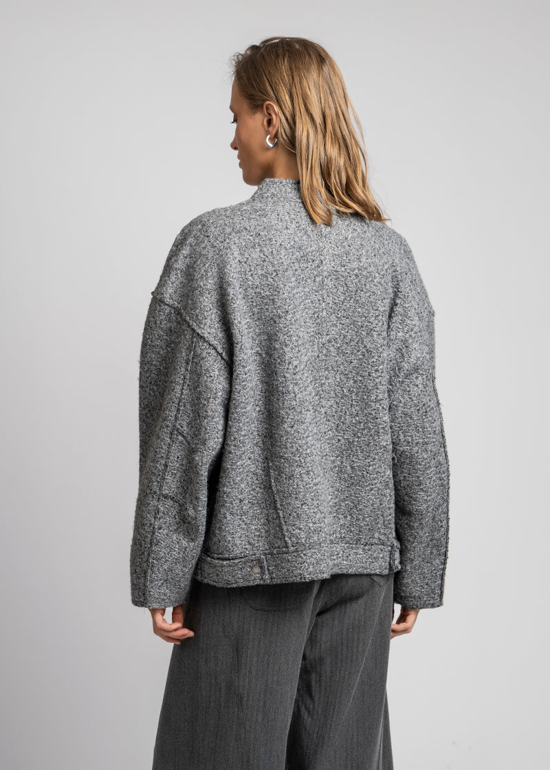 CHAQUETA LARA gris - cuello Mao
