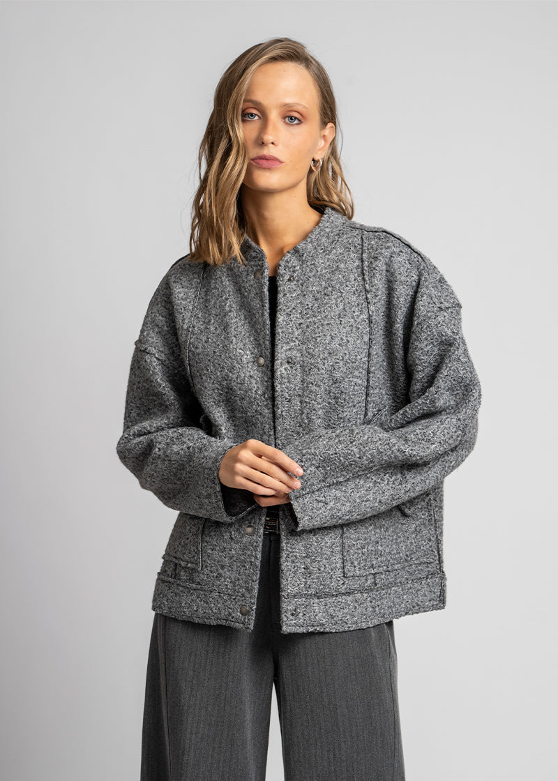 CHAQUETA LARA gris - cuello Mao