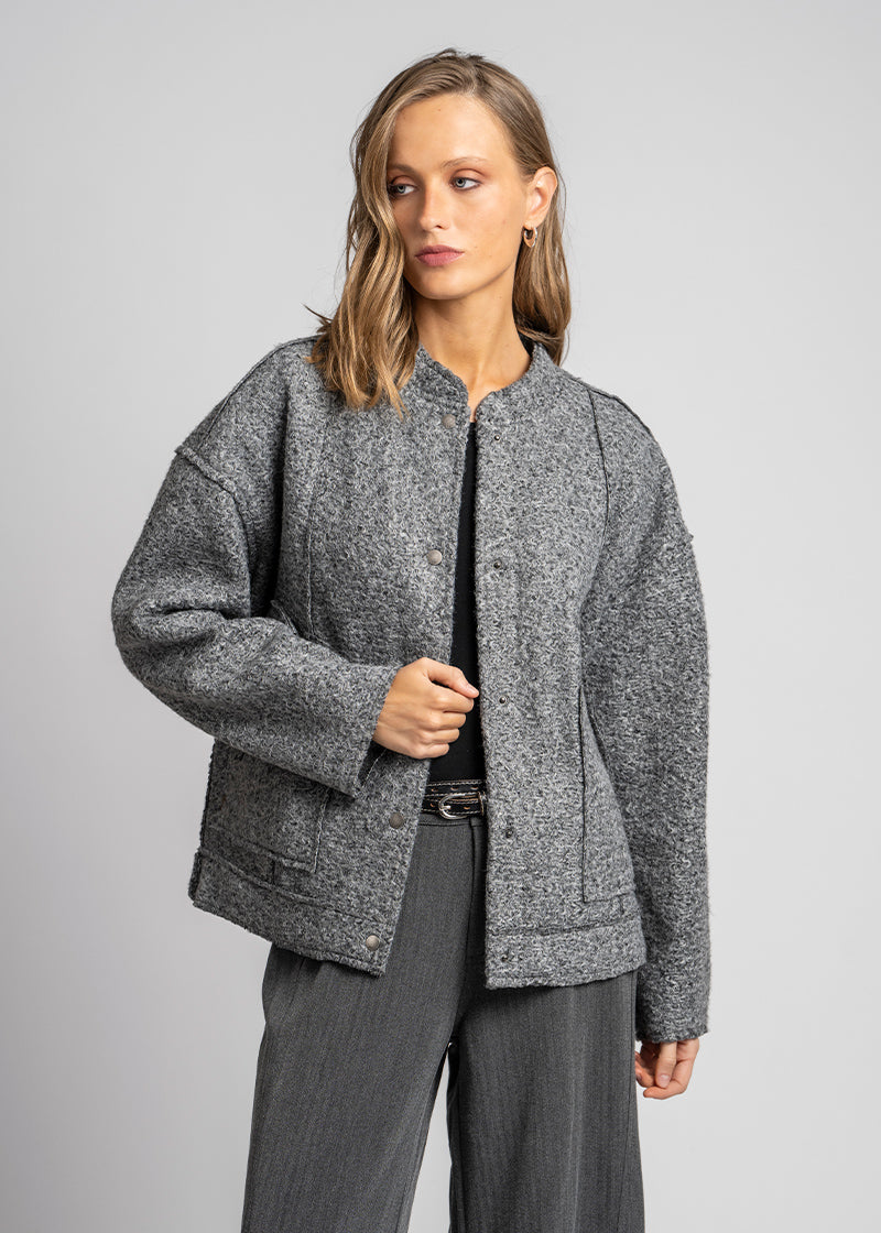CHAQUETA LARA gris - cuello Mao