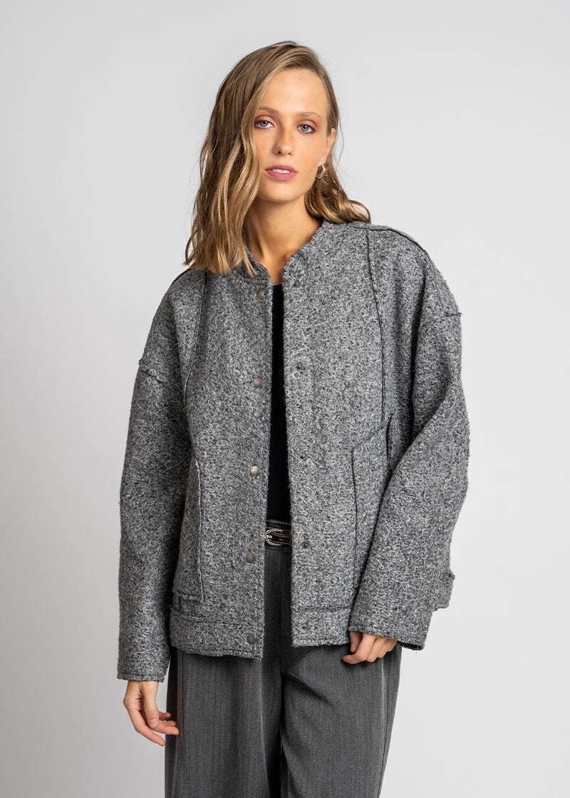 CHAQUETA LARA gris - cuello Mao
