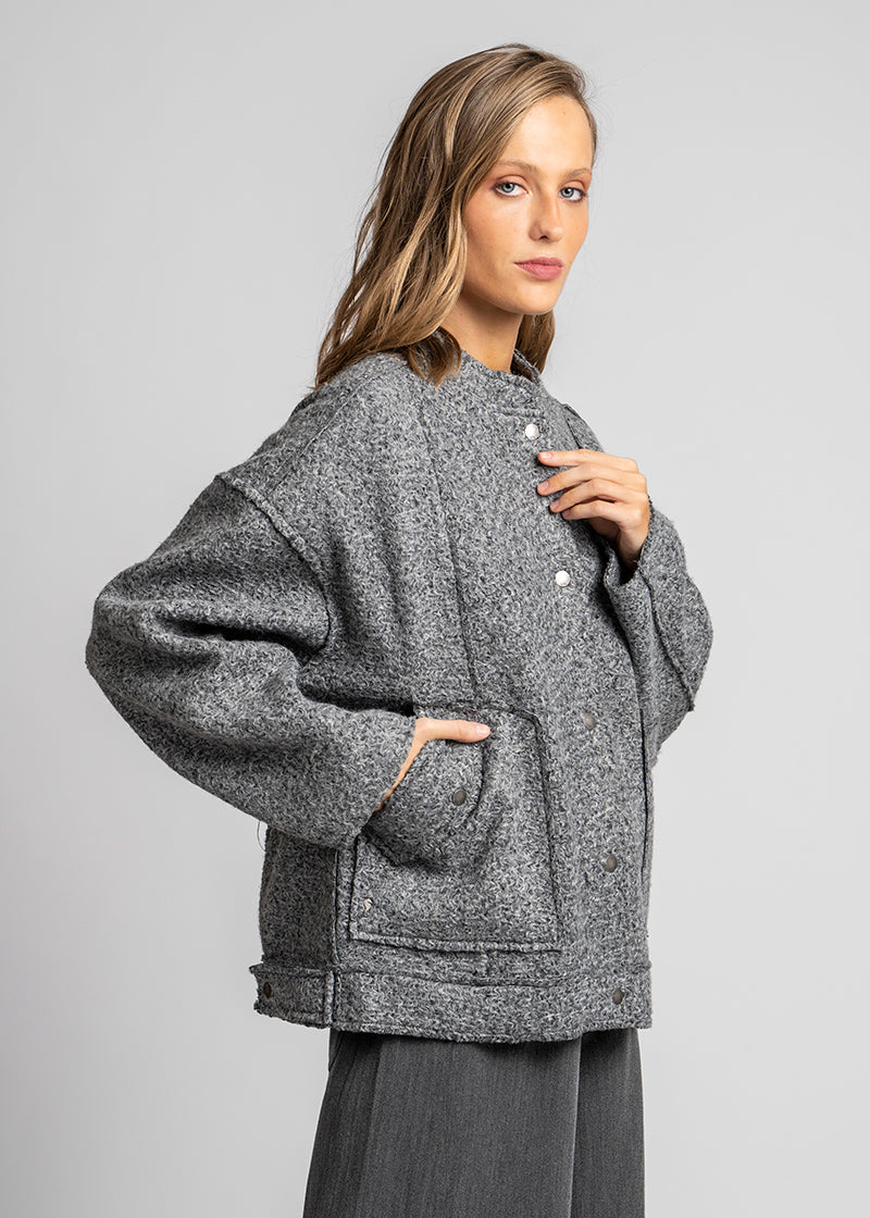 CHAQUETA LARA gris - cuello Mao