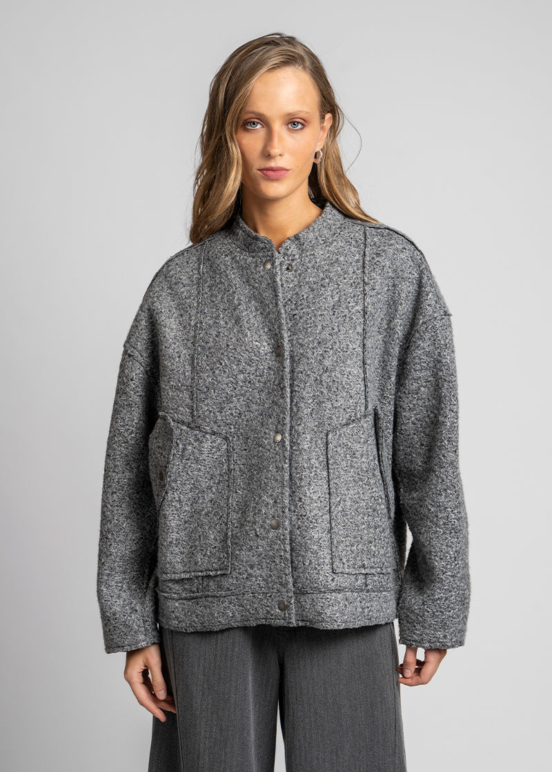 CHAQUETA LARA gris - cuello Mao