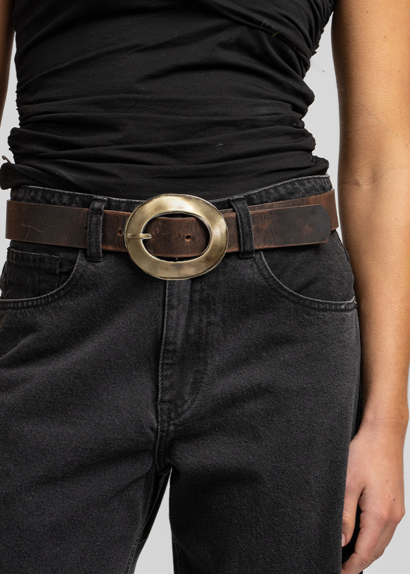 CINTURÓN CUERO OVION café