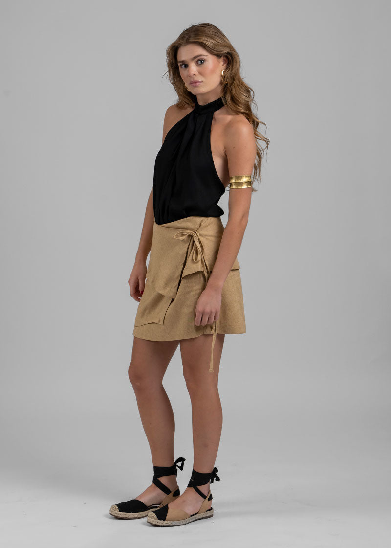 MINI DELFINA Lino camel