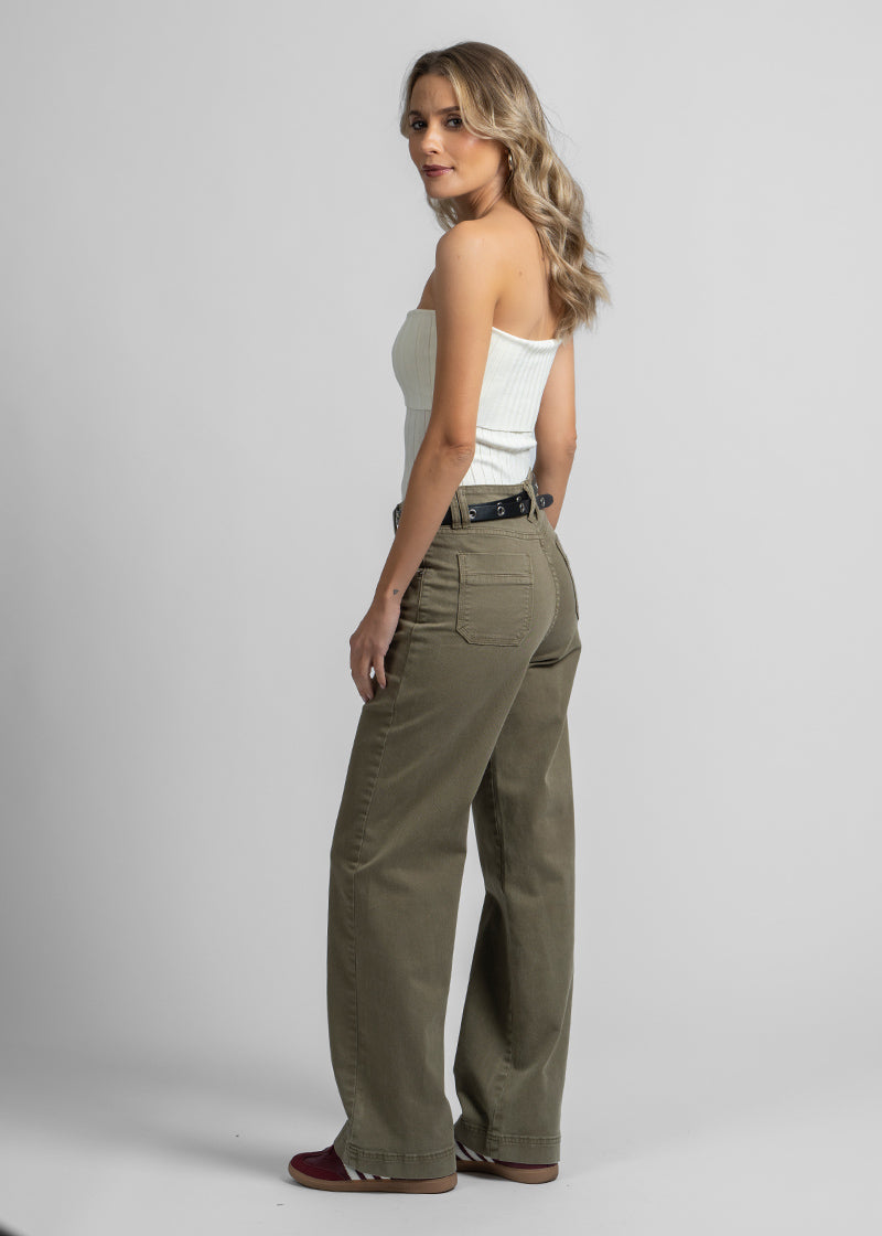 JEANS RECTO TIRO ALTO FRANCA verde