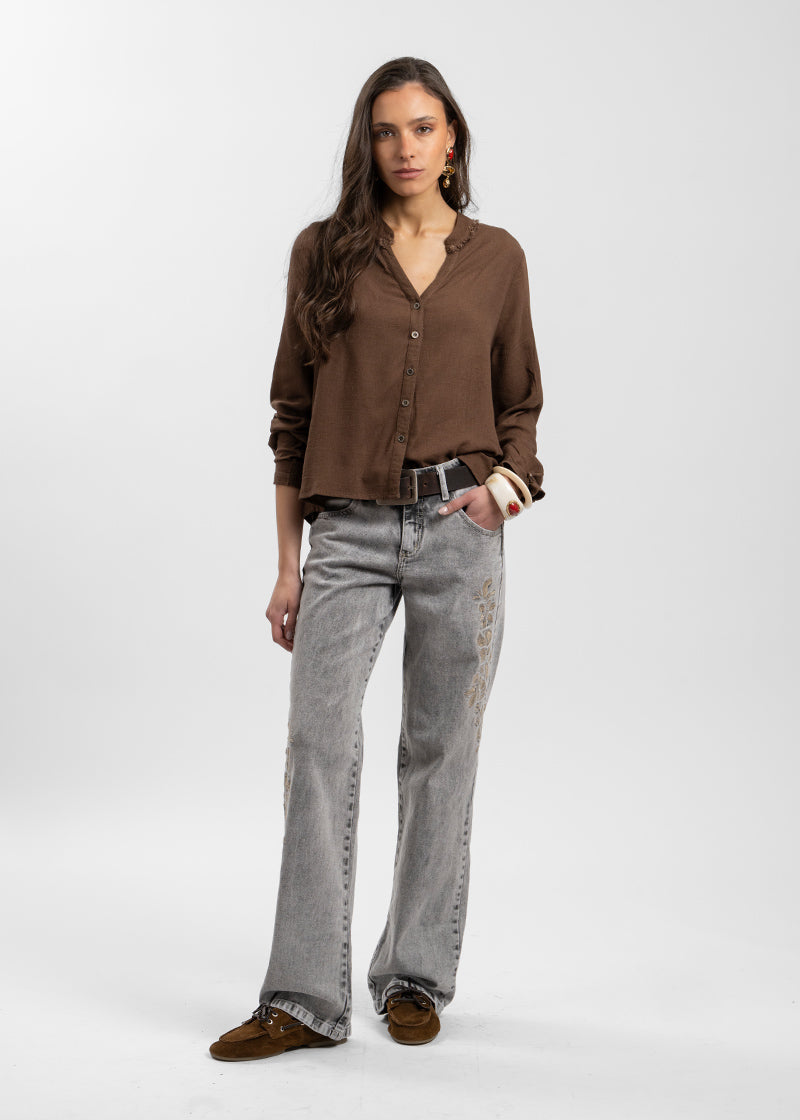 JEANS RECTO TIRO MEDIO AMPARO gris oscuro