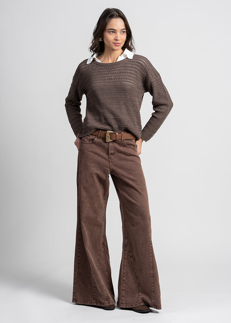 JEANS PALAZZO TIRO ALTO BERNARDA café