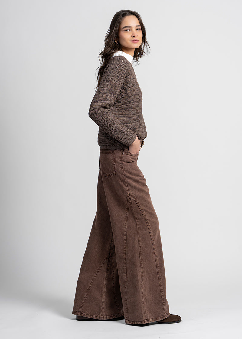 JEANS PALAZZO TIRO ALTO BERNARDA café