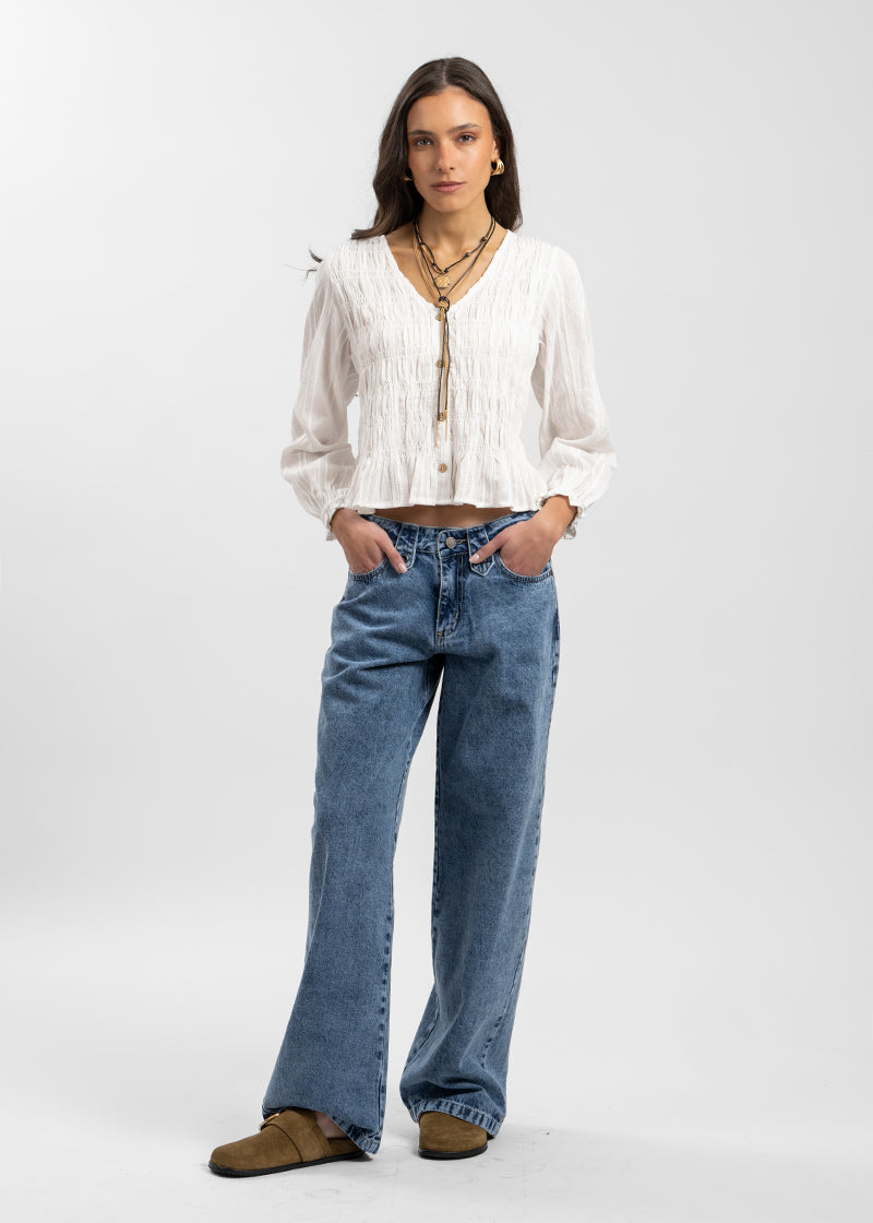 JEANS WIDE LEG TIRO MEDIO JAVIERA celeste