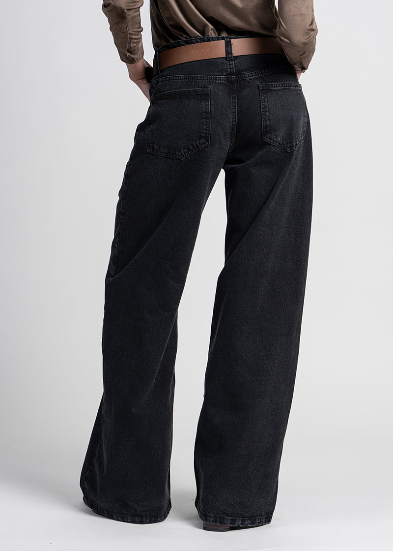 JEANS WIDE LEG TIRO ALTO JOSEFA negro
