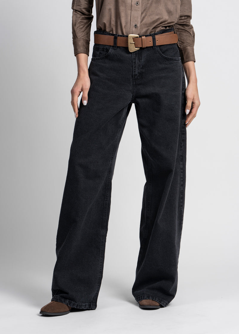 JEANS WIDE LEG TIRO ALTO JOSEFA negro