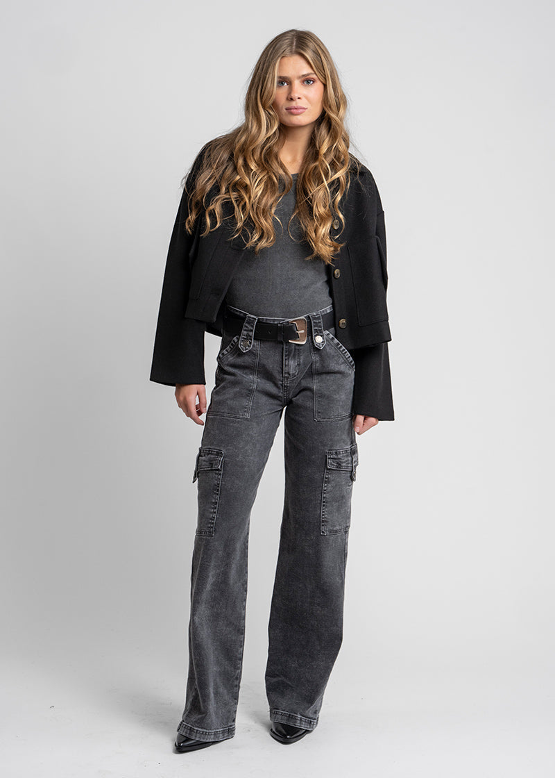 JEANS CARGO TIRO ALTO JUANA gris g