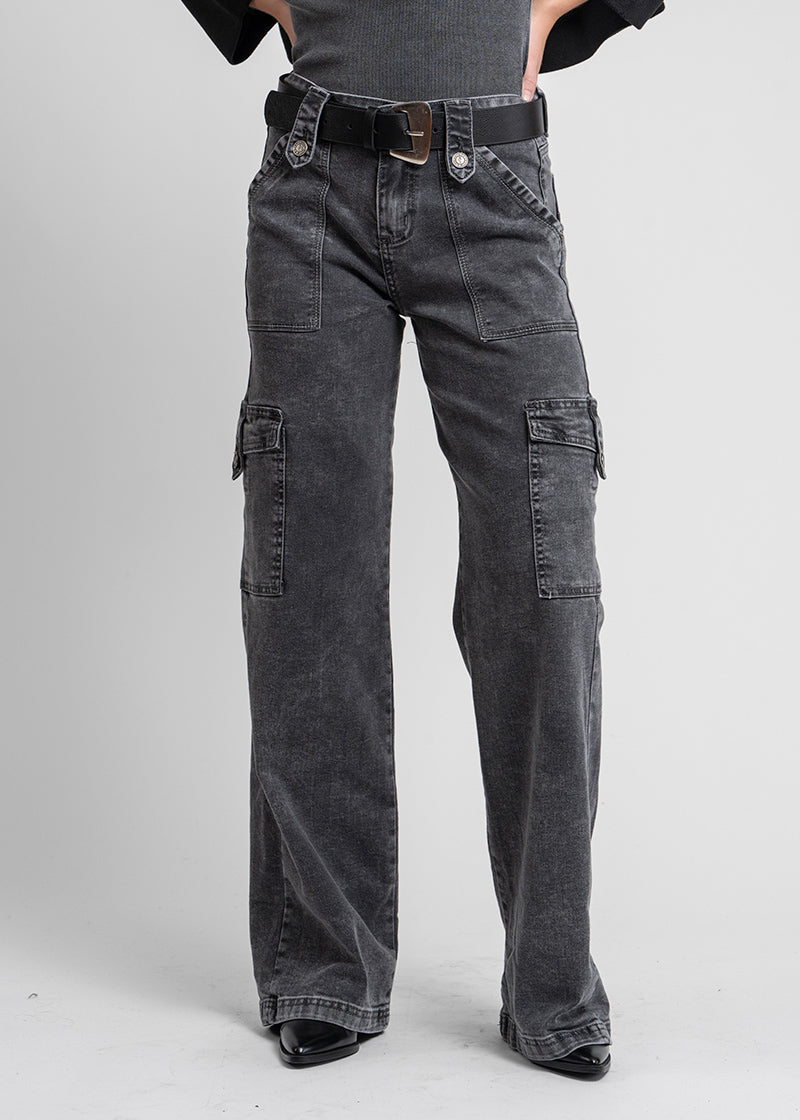 JEANS CARGO TIRO ALTO JUANA gris g