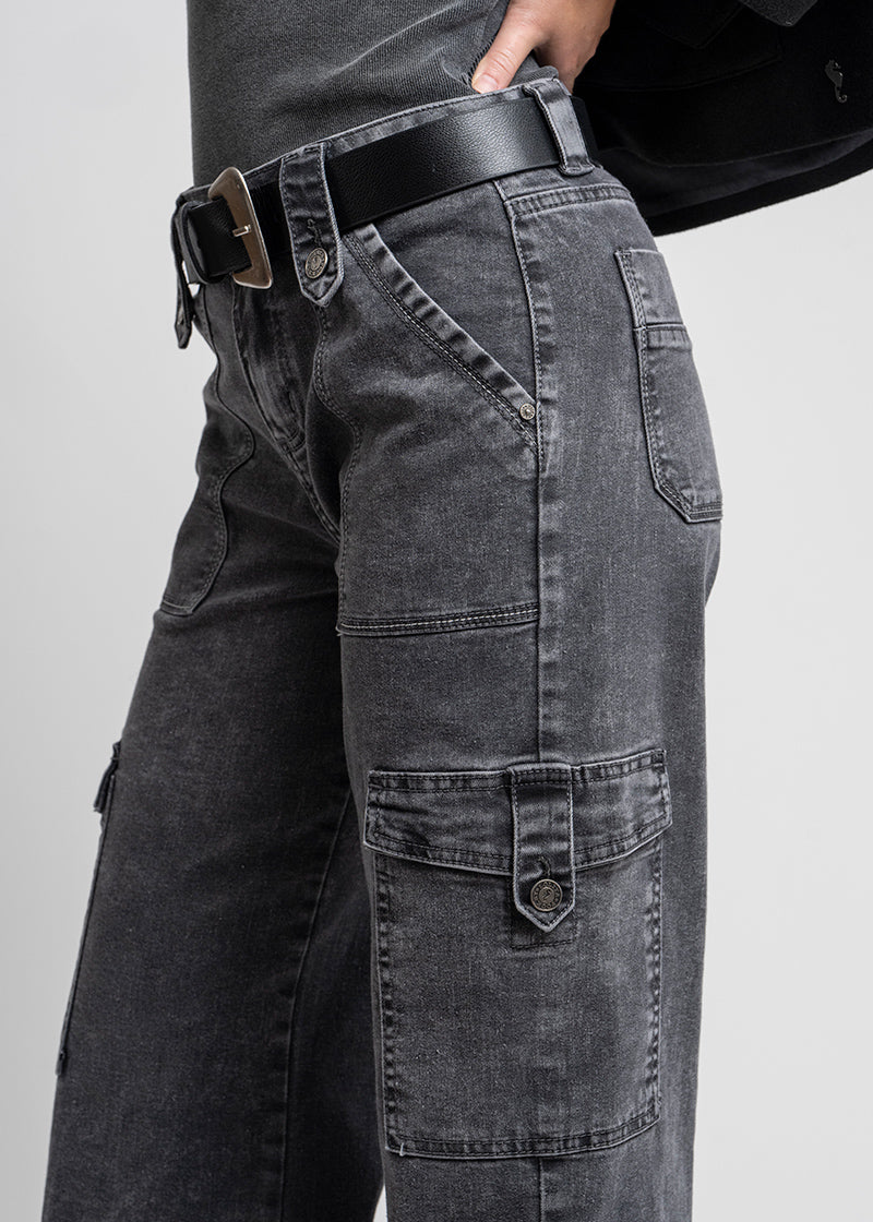 JEANS CARGO TIRO ALTO JUANA gris g