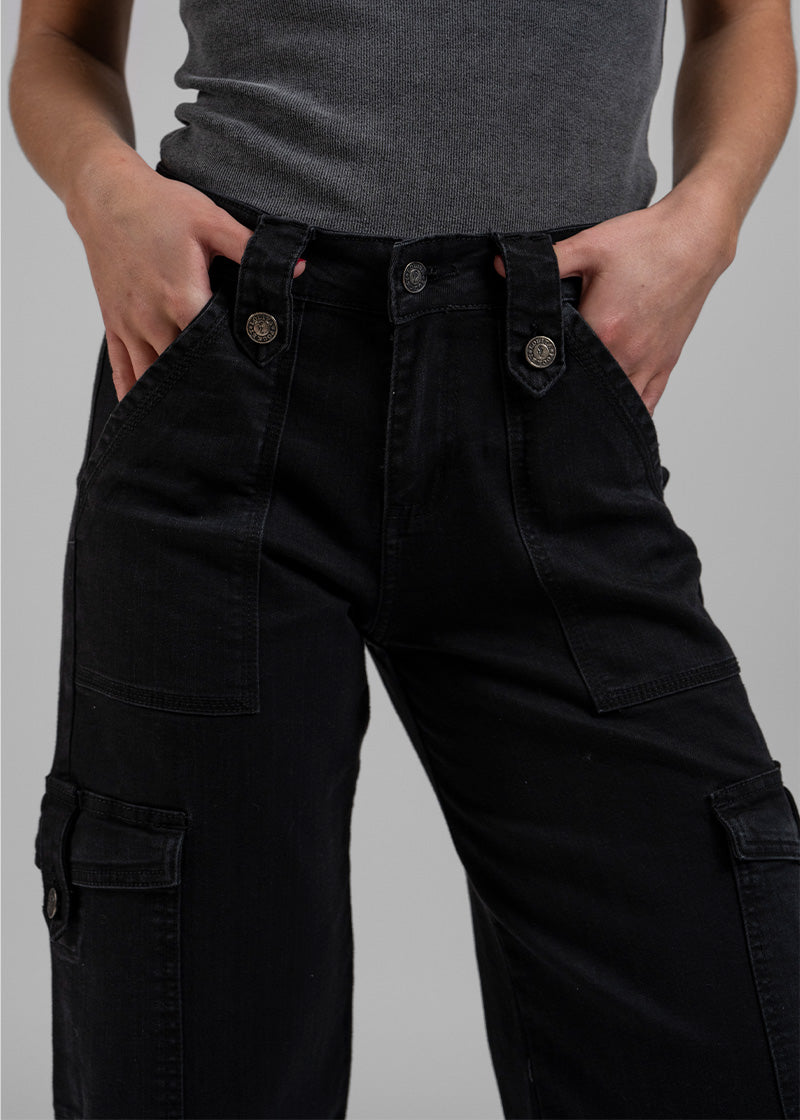 JEANS CARGO TIRO ALTO JUANA negro