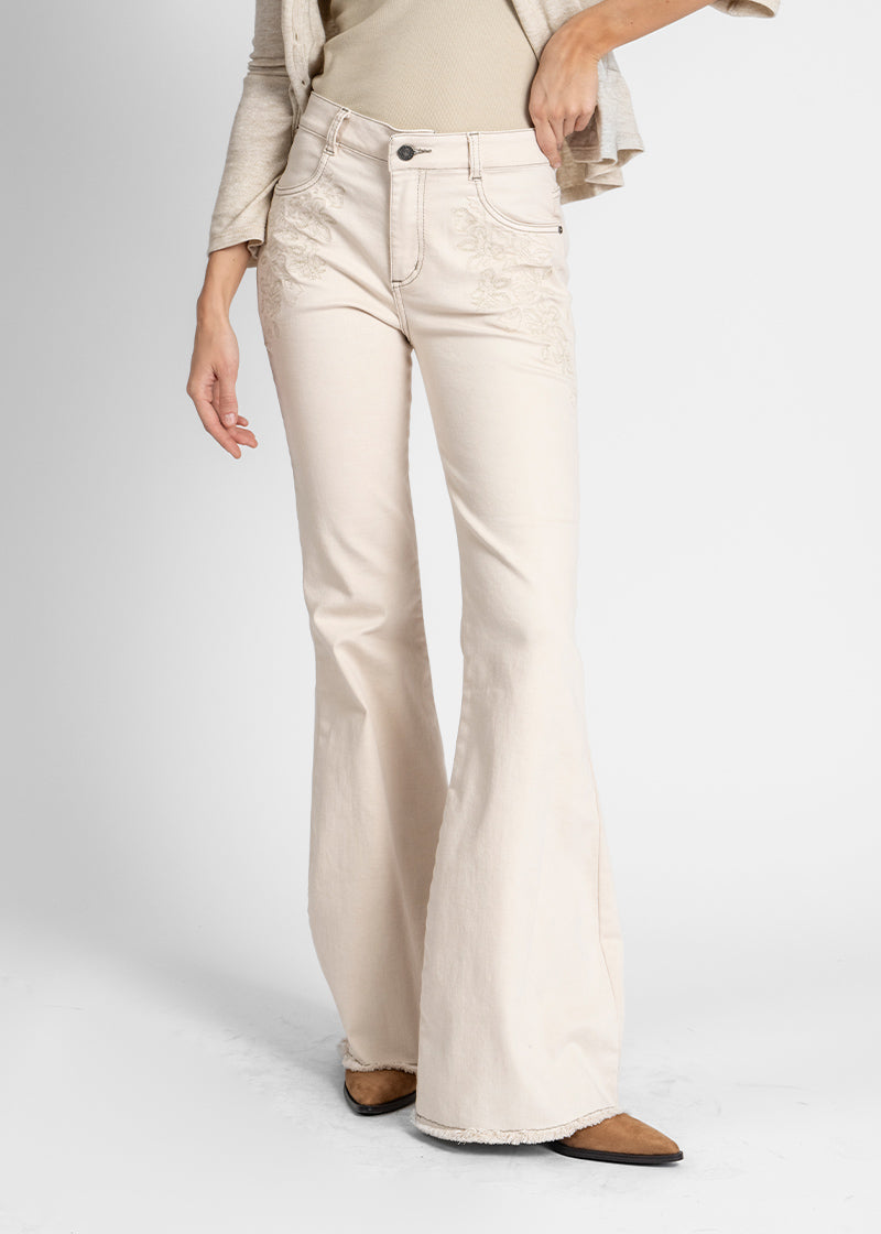 JEANS FLARE TIRO MEDIO NORA B crudo