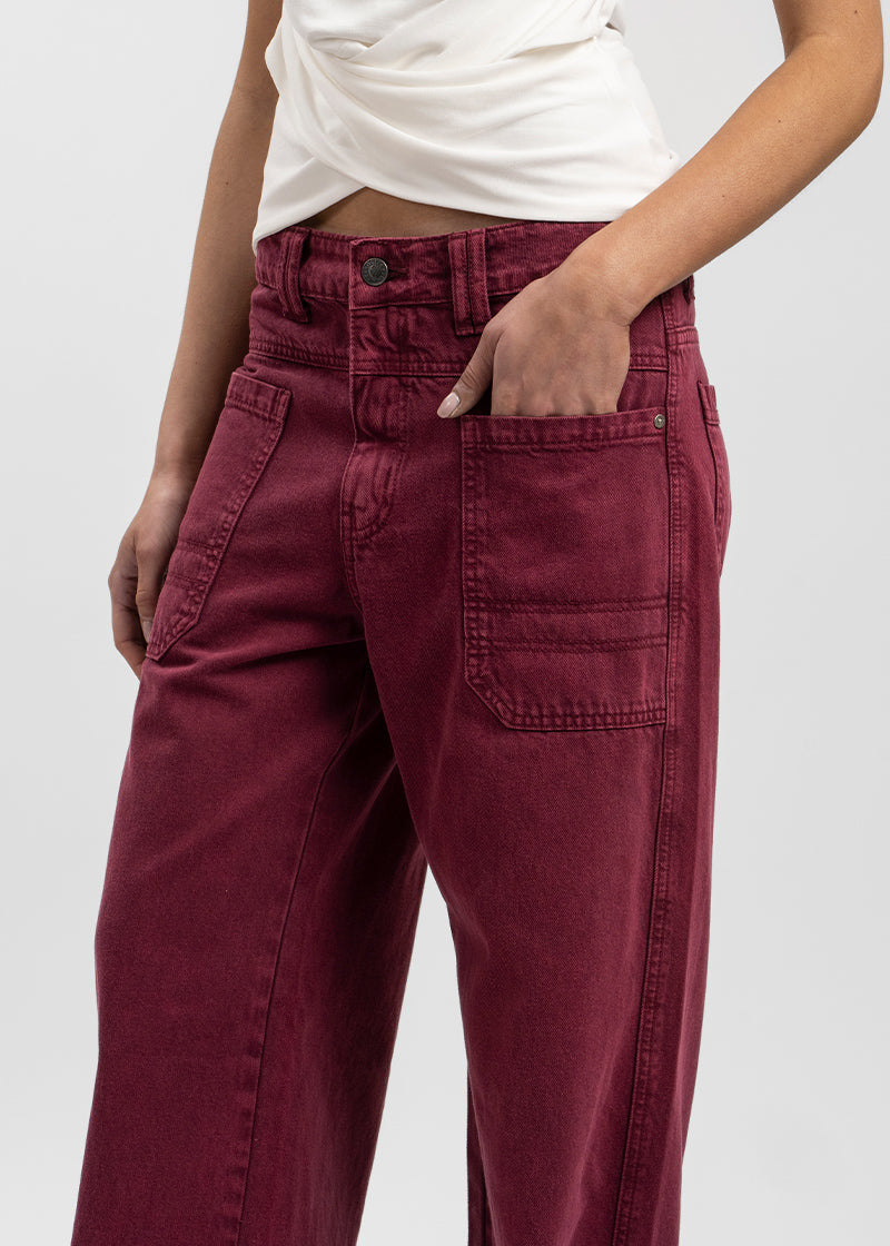 JEANS WIDE LEG TIRO ALTO TALI BURDEO