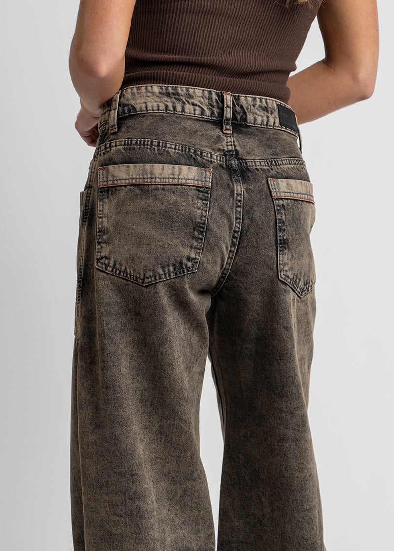 JEANS WIDE LEG TIRO ALTO TALI GRIS