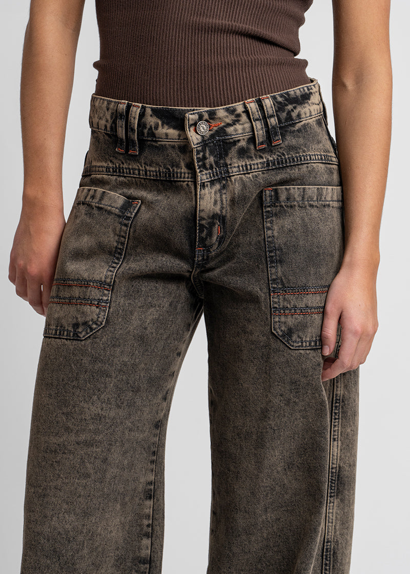 JEANS WIDE LEG TIRO ALTO TALI GRIS