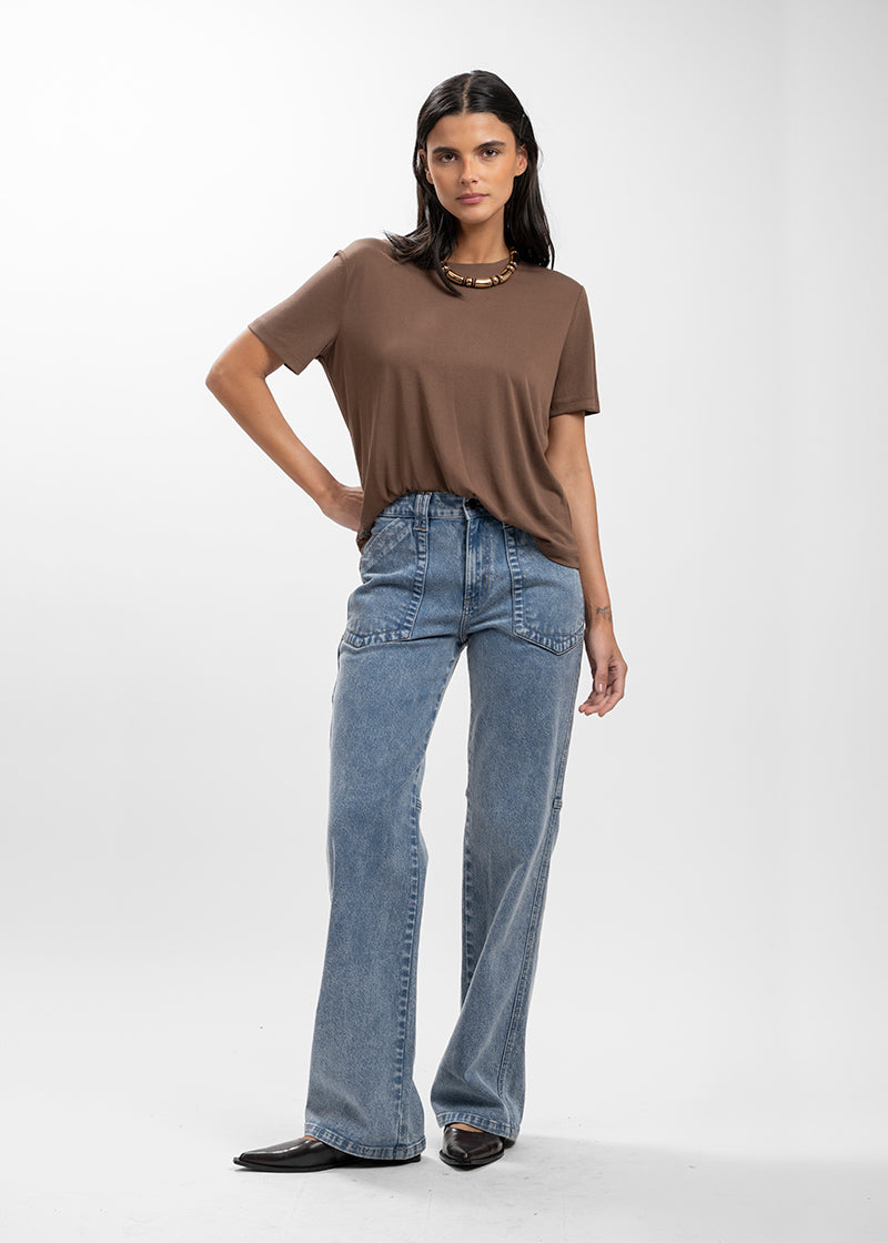 JEANS RECTO TIRO ALTO AME ice