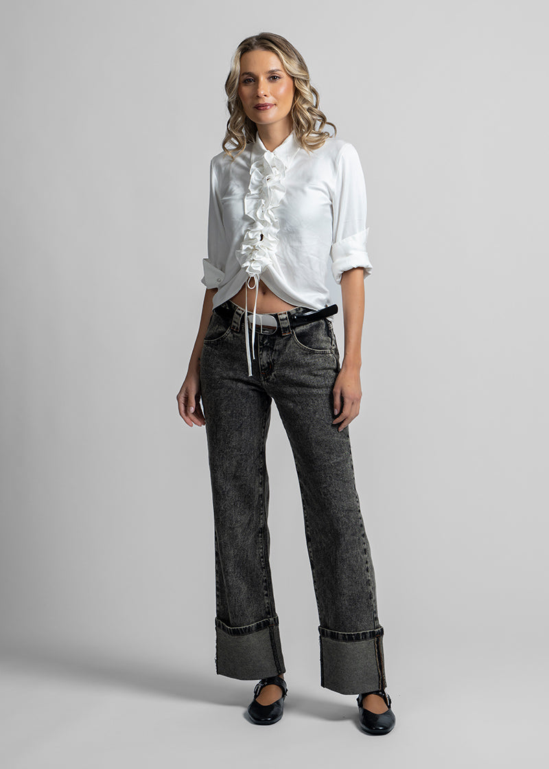 JEANS RECTO TIRO MEDIO CLARA gris