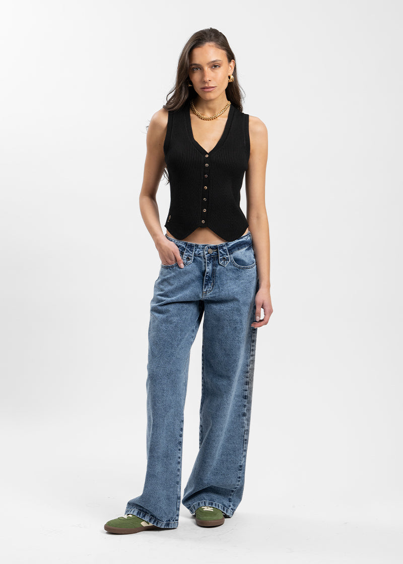 JEANS WIDE LEG TIRO MEDIO JAVIERA celeste