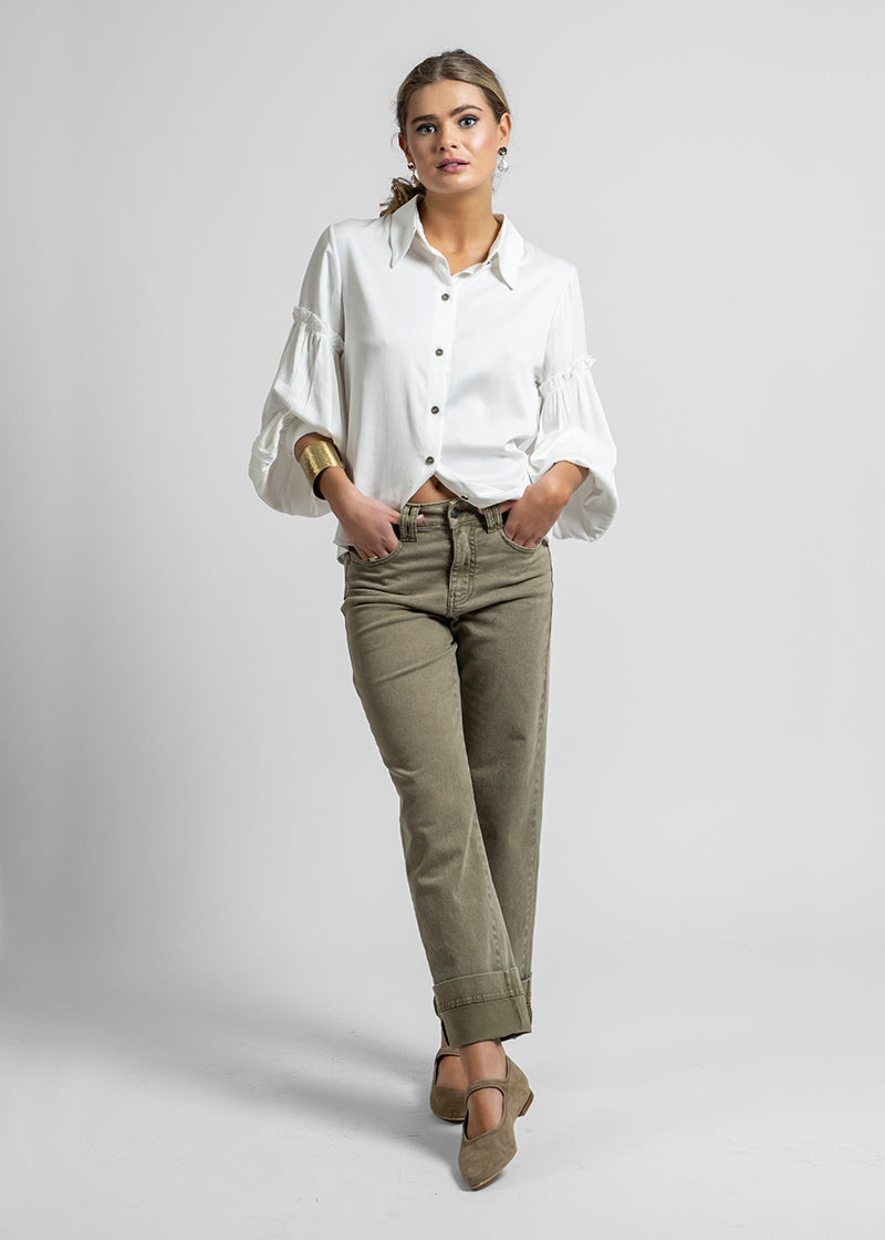 JEANS RECTO TIRO ALTO FRANCA verde