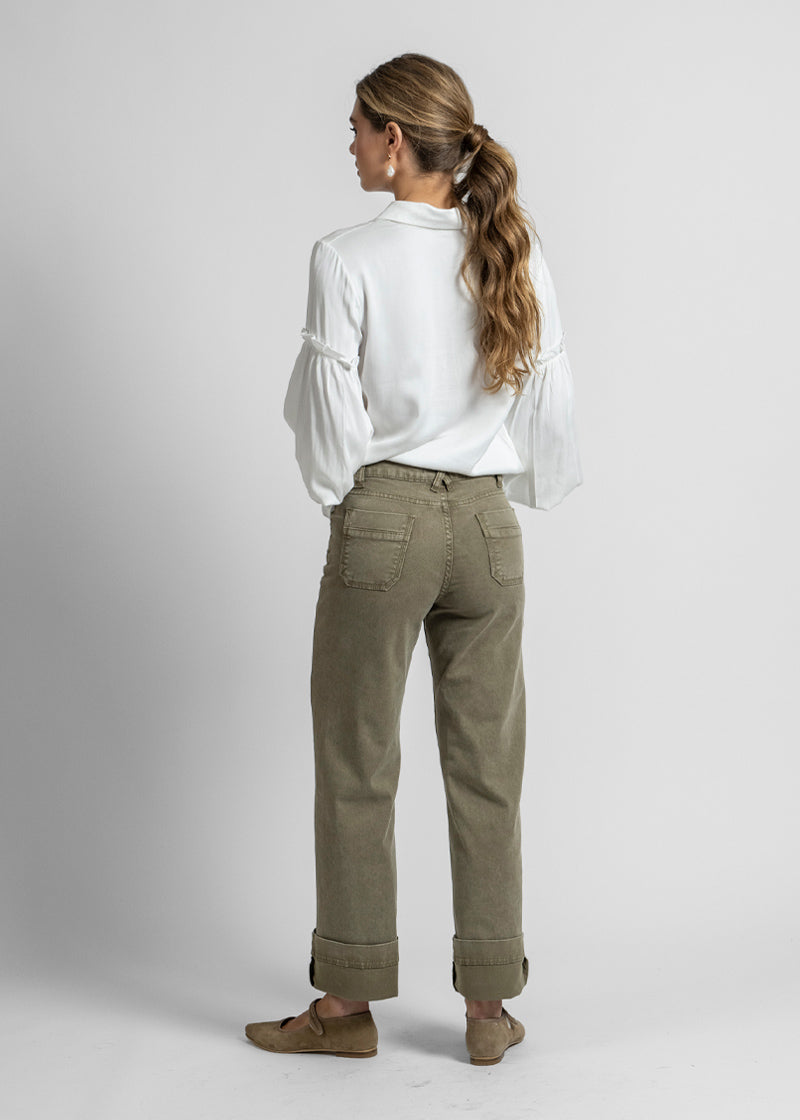 JEANS RECTO TIRO ALTO FRANCA verde