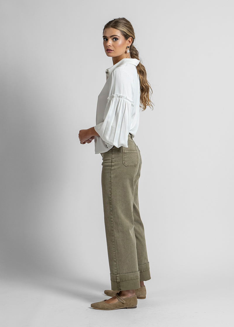 JEANS RECTO TIRO ALTO FRANCA verde