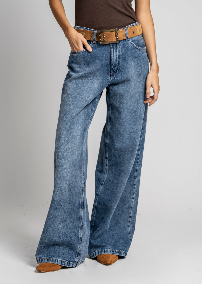 JEANS WIDE LEG TIRO ALTO JOSEFA azul