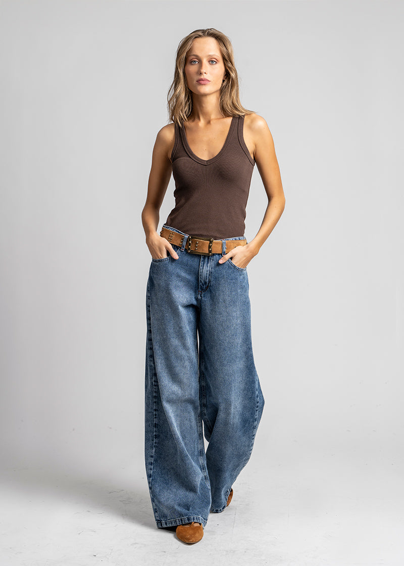 JEANS WIDE LEG TIRO ALTO JOSEFA azul