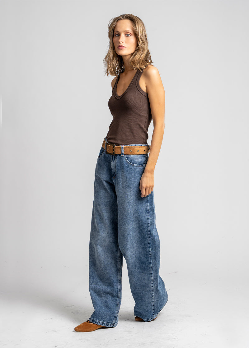 JEANS WIDE LEG TIRO ALTO JOSEFA azul