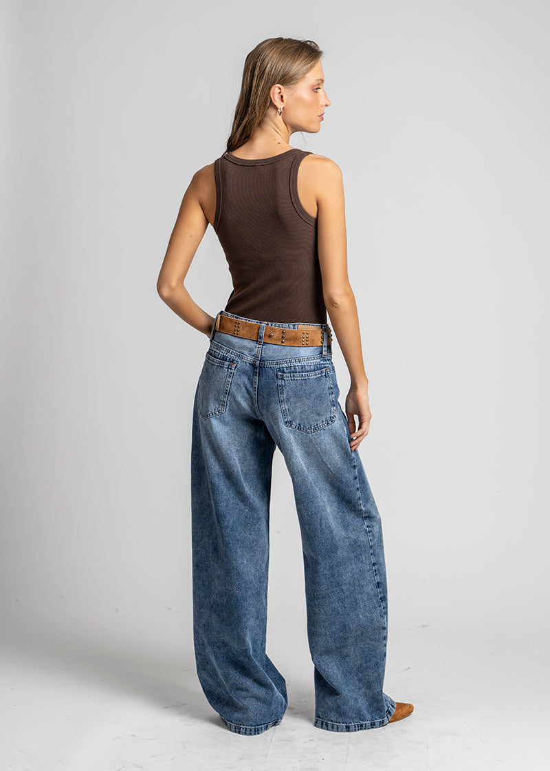 JEANS WIDE LEG TIRO ALTO JOSEFA azul