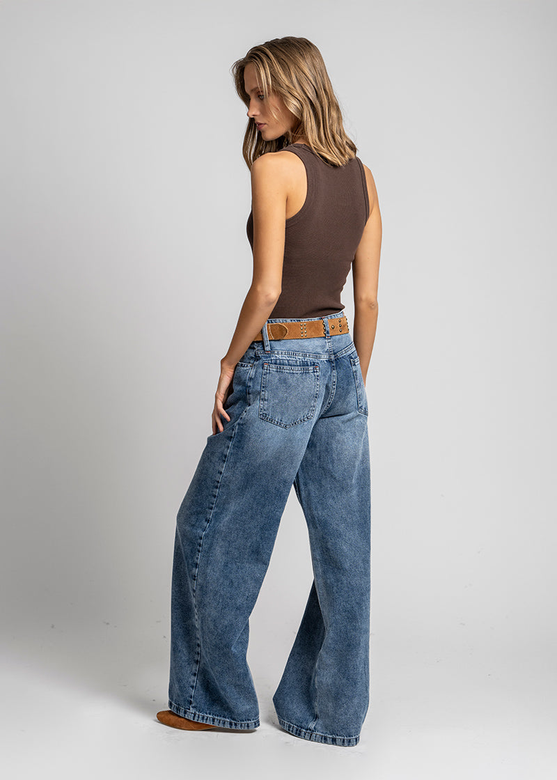 JEANS WIDE LEG TIRO ALTO JOSEFA azul