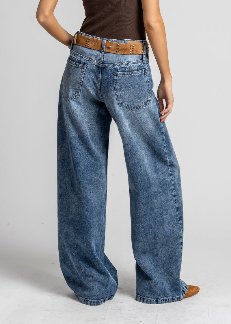 JEANS WIDE LEG TIRO ALTO JOSEFA azul