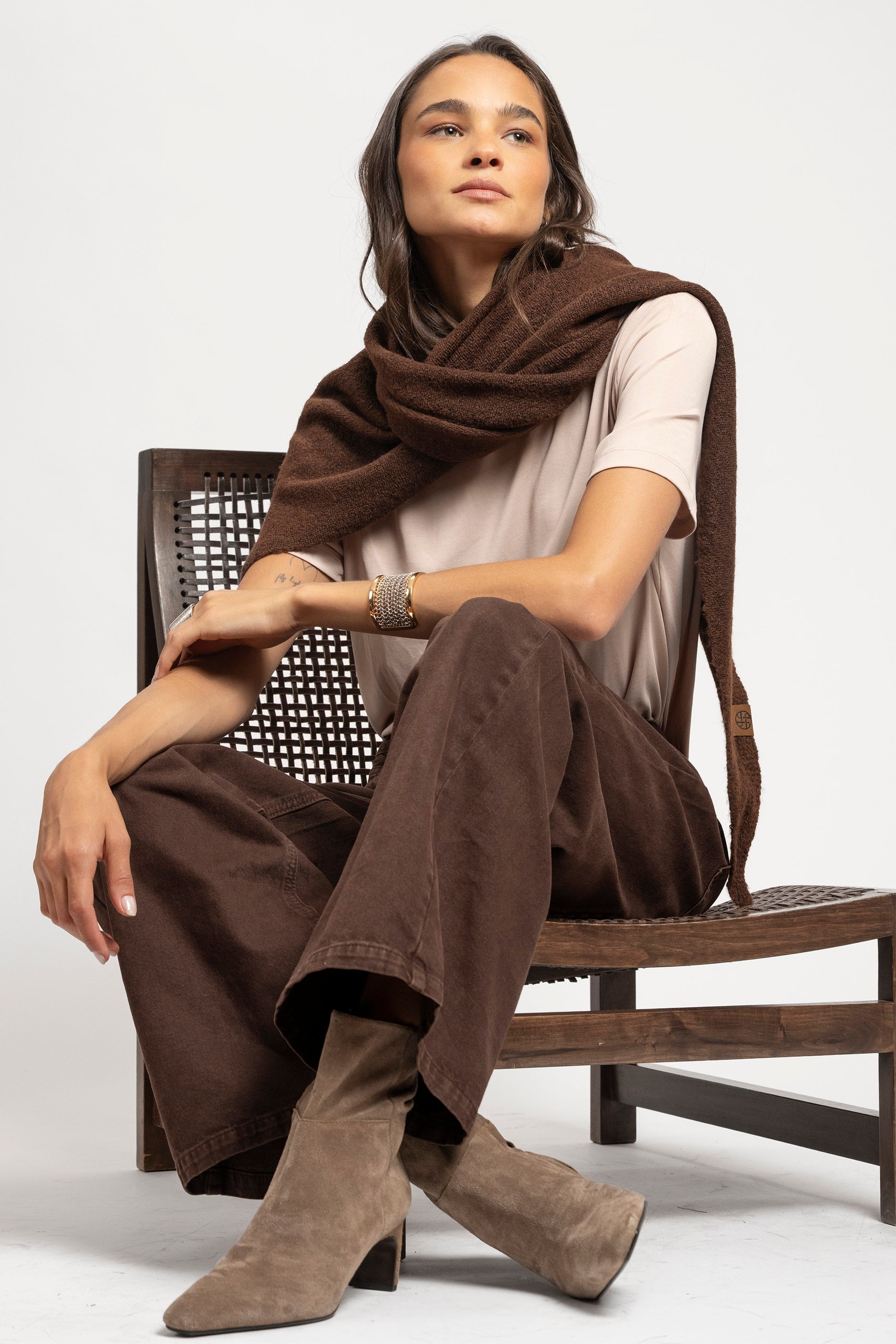 JEANS WIDE LEG JOSEFA TIRO BAJO café