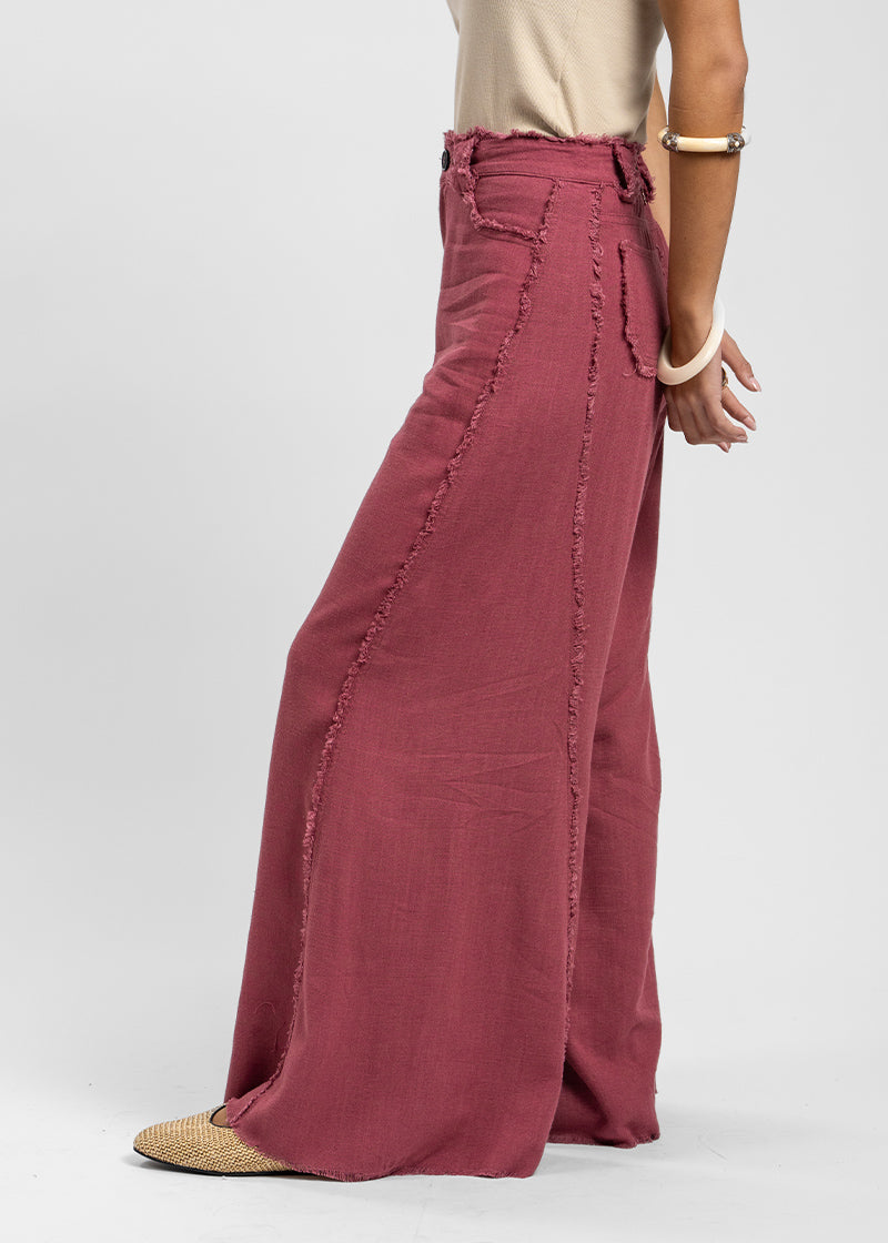 PANTALÓN ANNA FLECOS burdeo