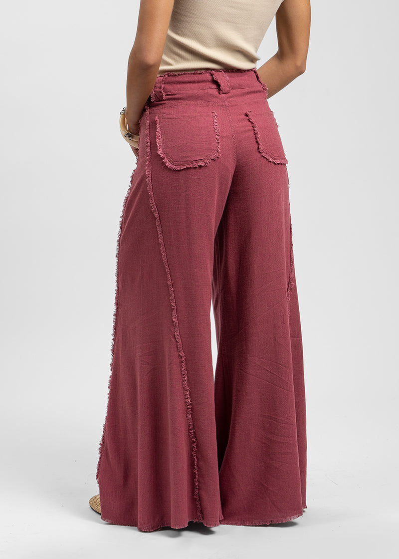 PANTALÓN ANNA FLECOS burdeo