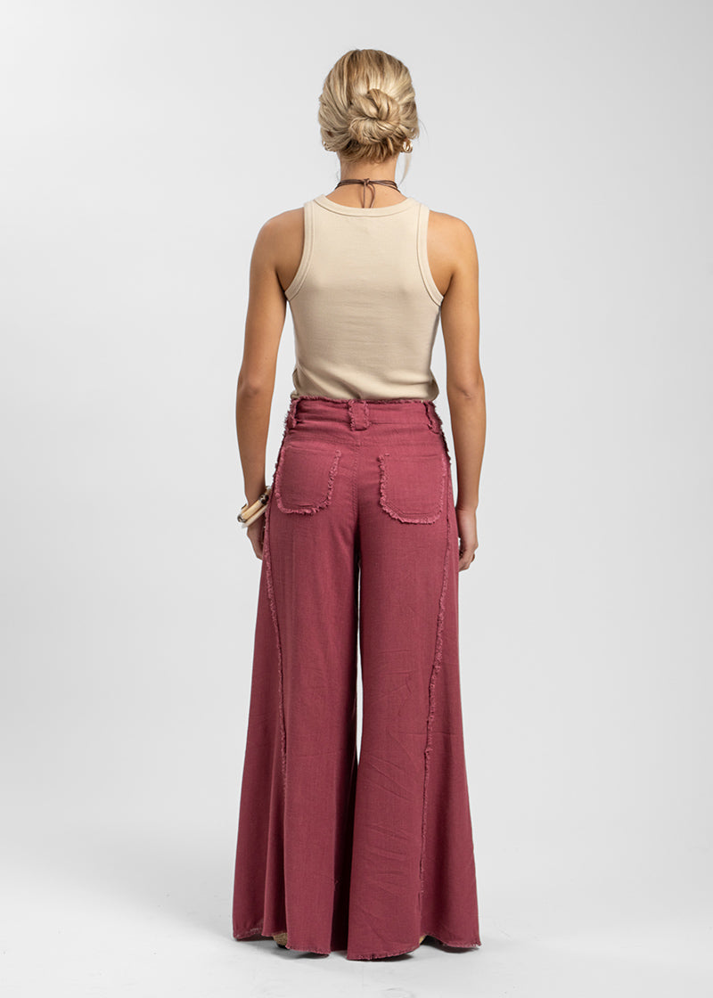 PANTALÓN ANNA FLECOS burdeo