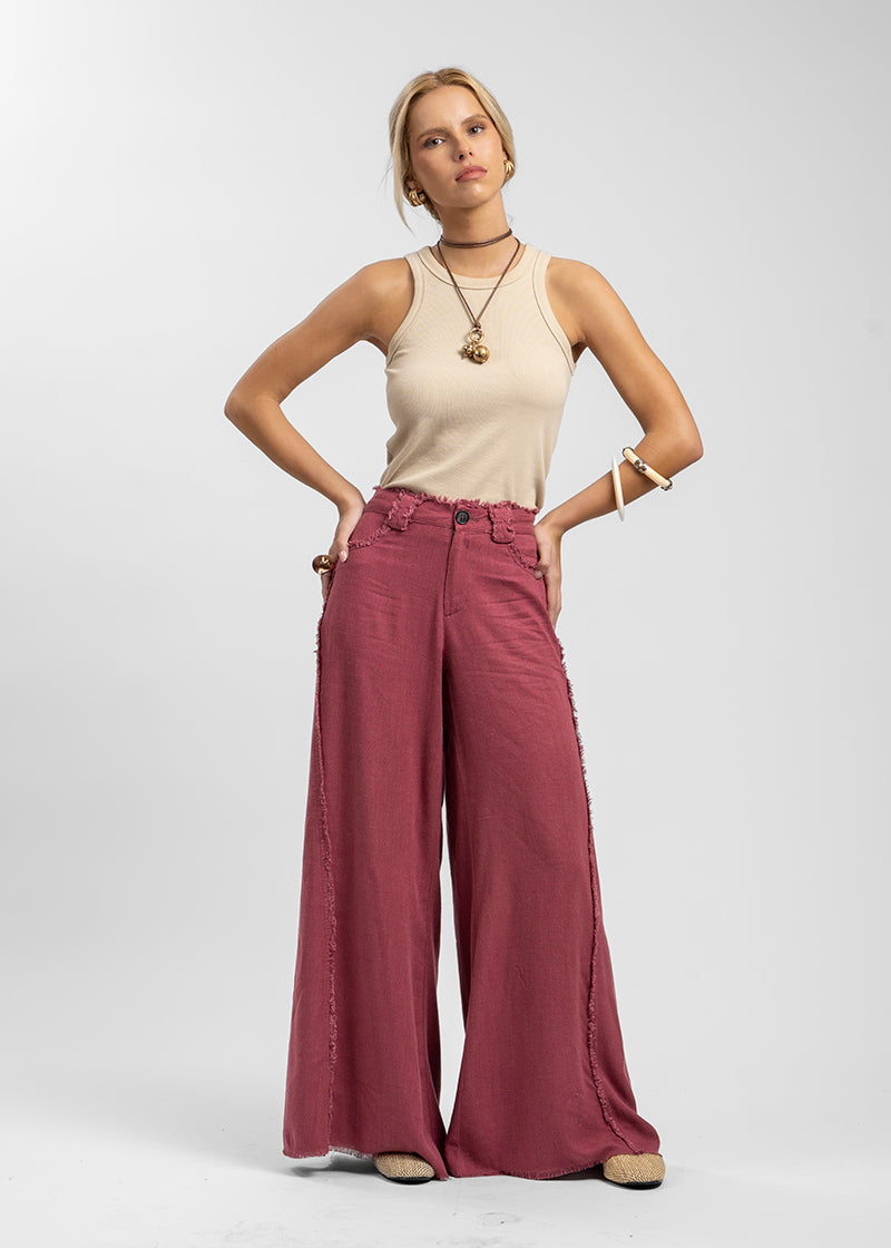 PANTALÓN ANNA FLECOS burdeo
