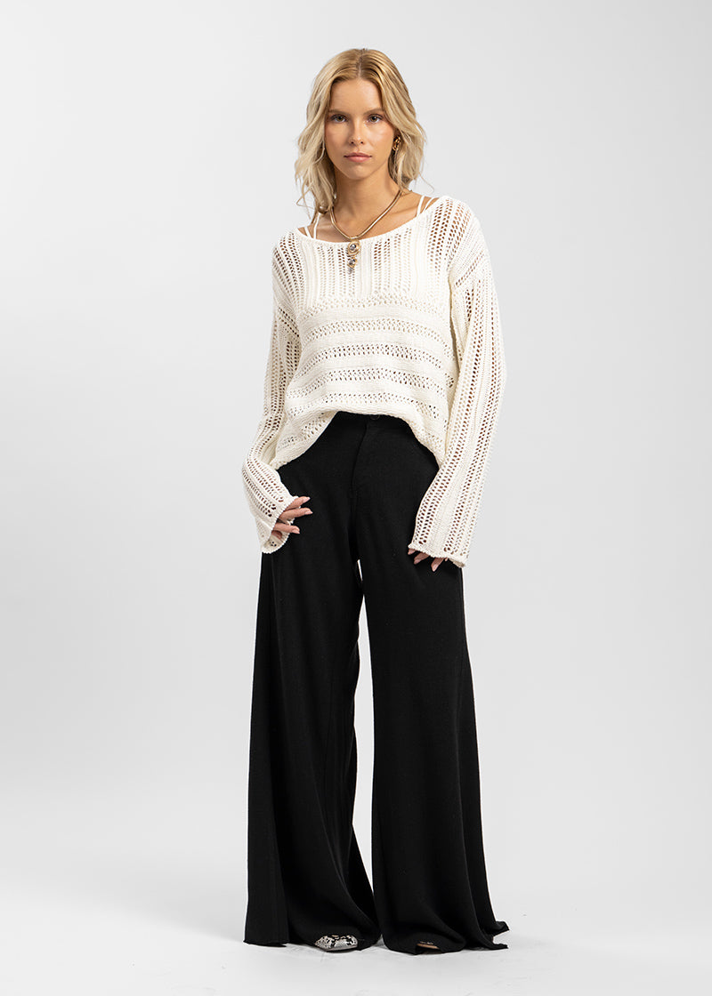 PANTALÓN ANNA TA Lino Tiro Alto negro