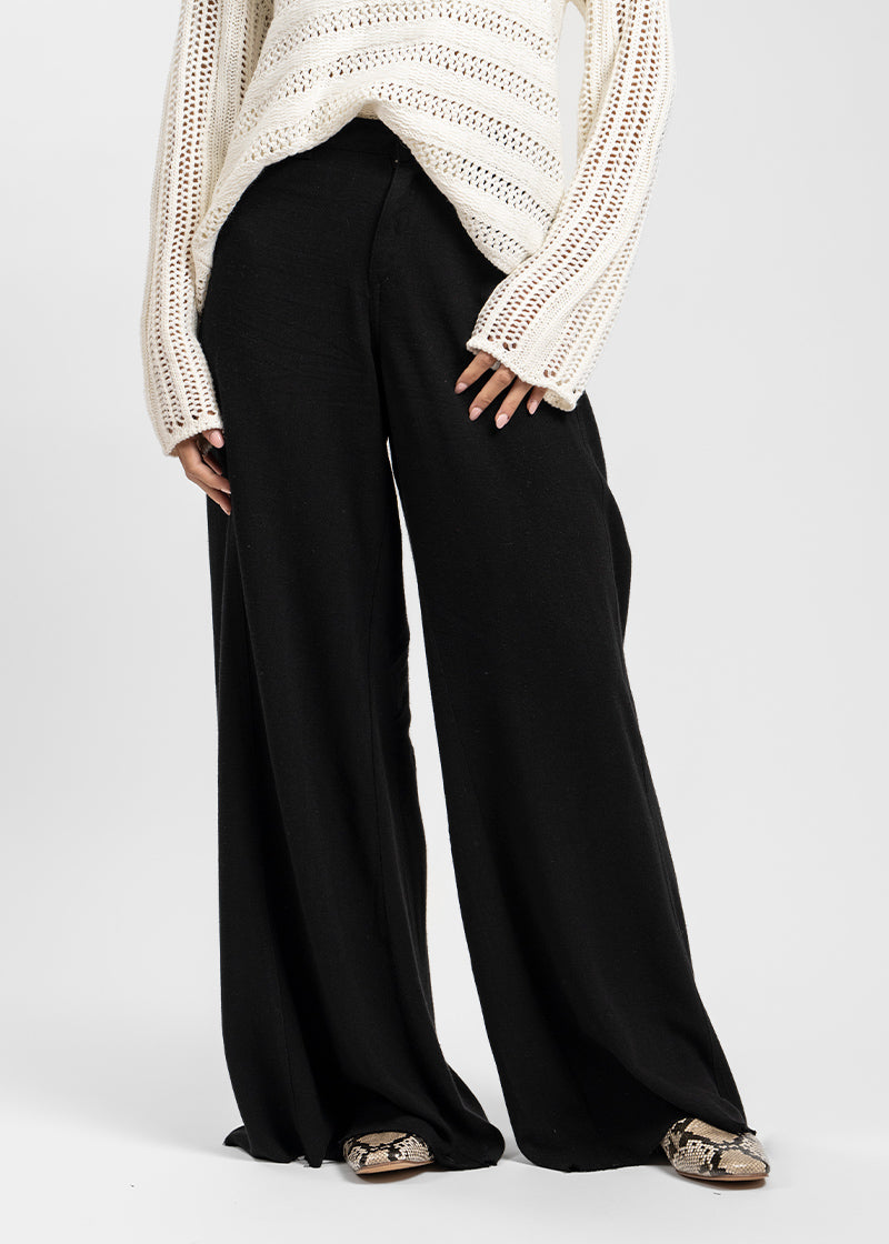 PANTALÓN ANNA TA Lino Tiro Alto negro