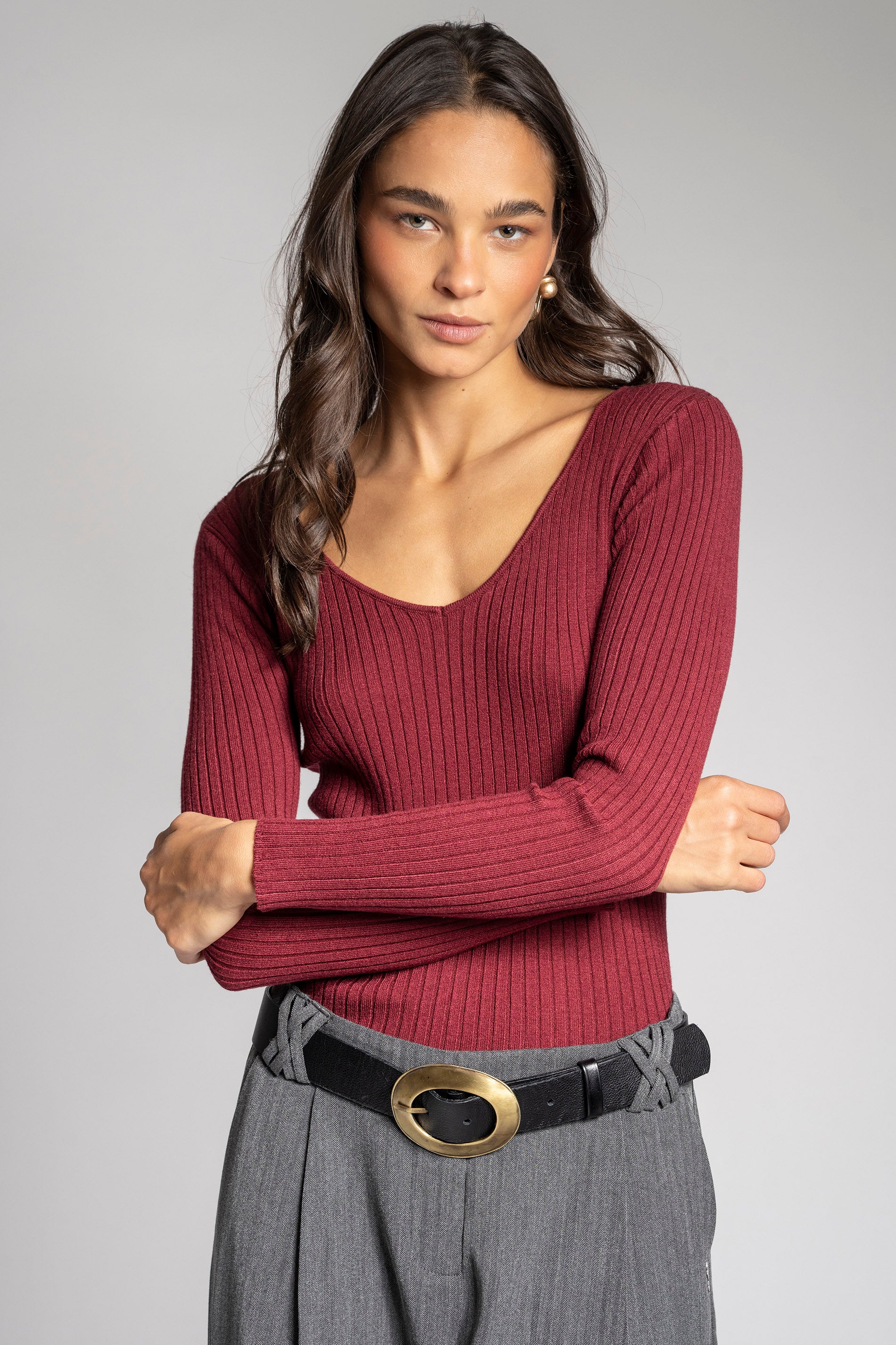 POLERA TEJIDA PASCUALA V vino