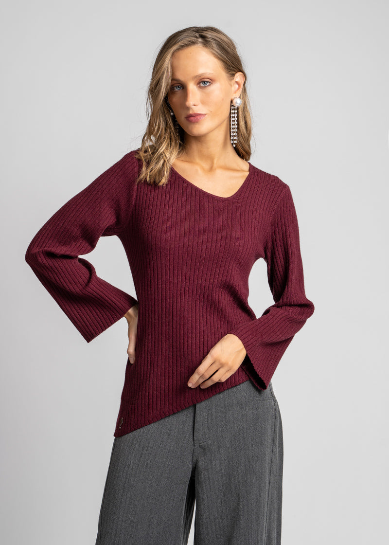 POLERA TEJIDA ALEXIA burdeo