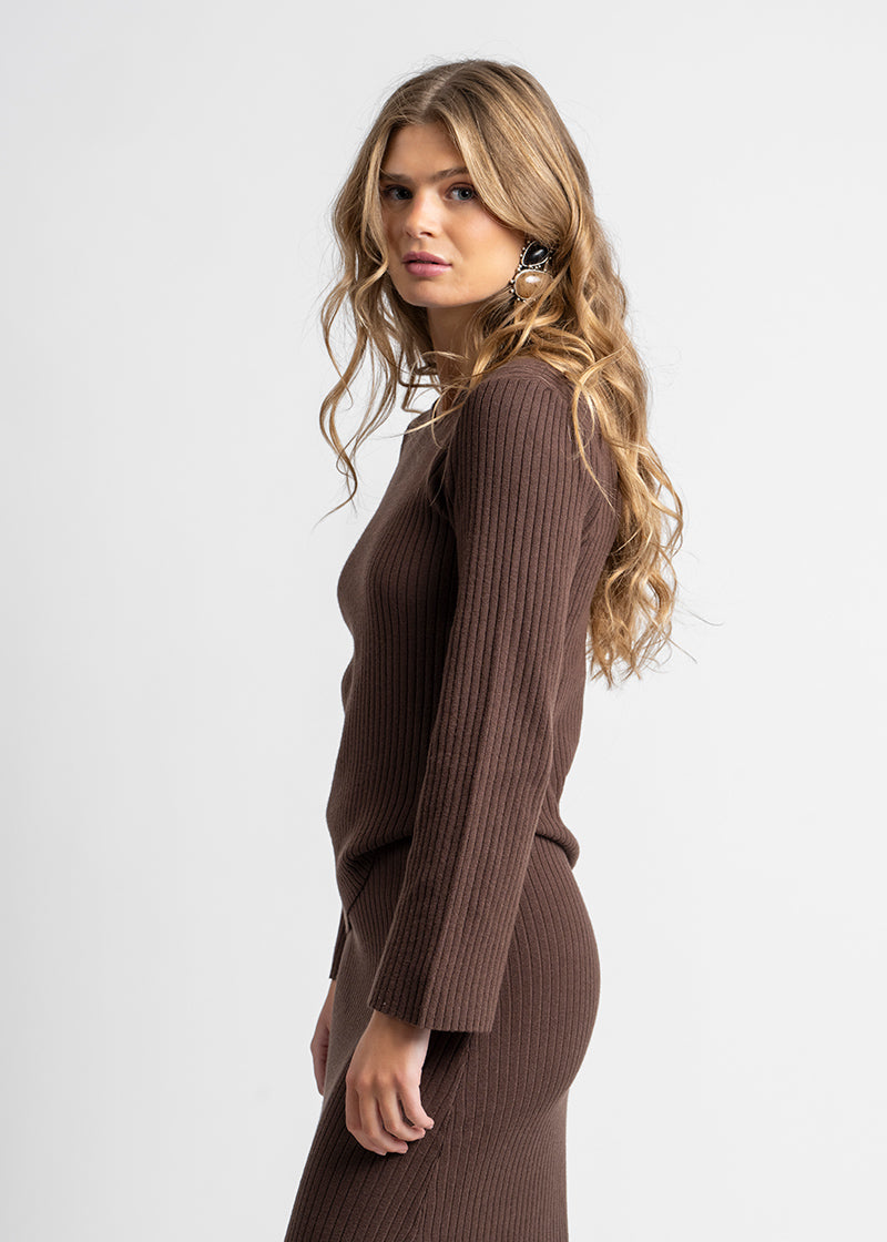 POLERA TEJIDA ALEXIA café